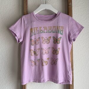Billabong Purple Butterfly Graphic T-Shirt girls sz: Med